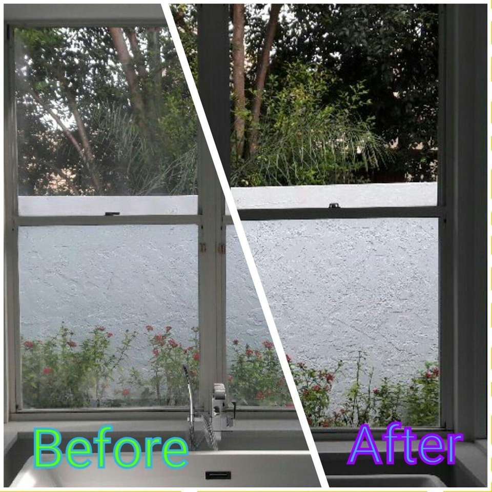 Fensterreinigung Küchenfenster Vorher/Nachher